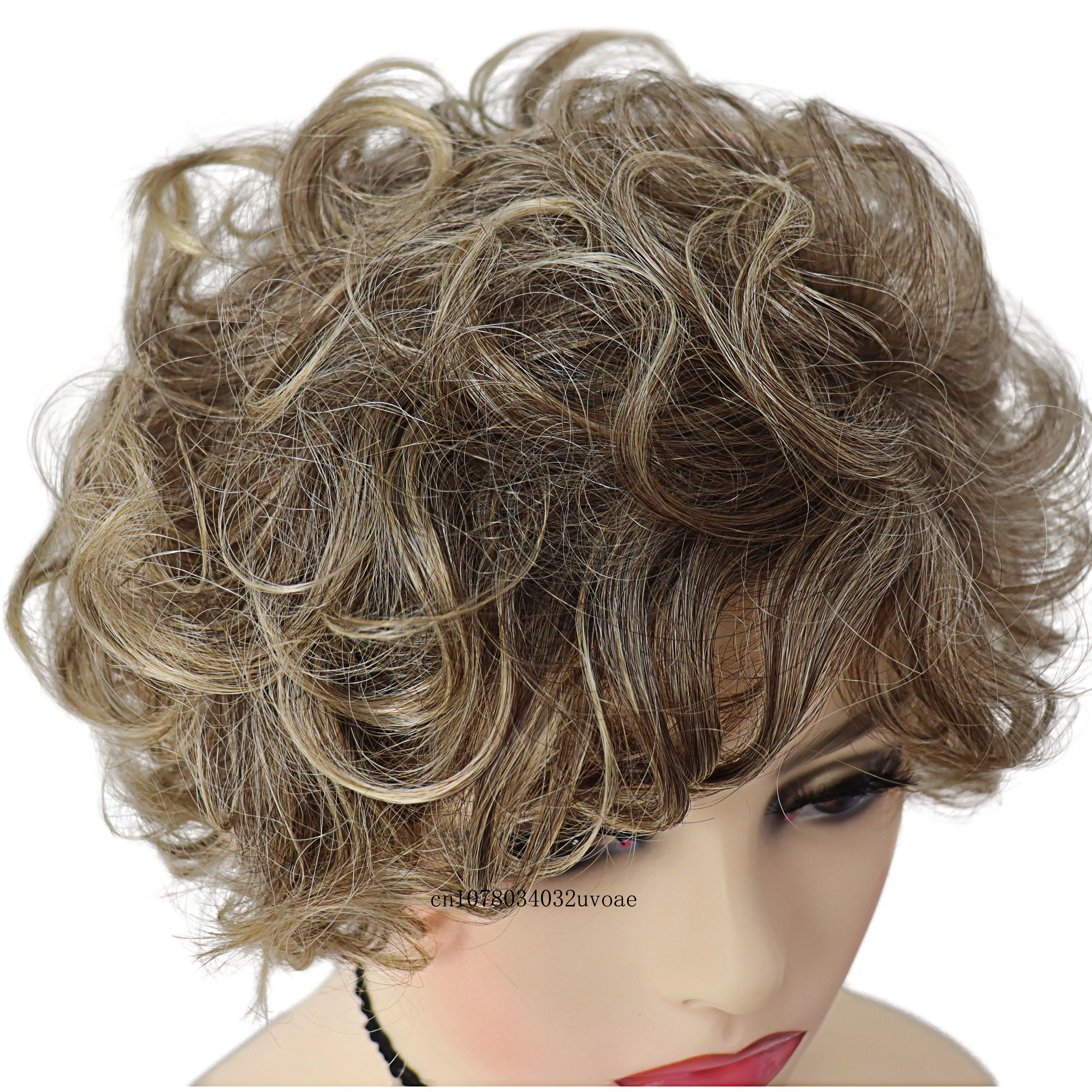 Synthetic Ombre Blonde Wig Short Wigs for Women Messy Curly Hair Daily Cosplay Middle Aged Female Gift Wig Natural Breathable