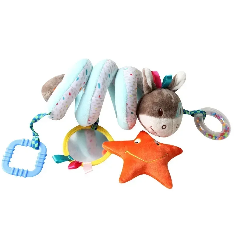 Baby Cute Children's Fun Animal Toys Bed Winding with Rattles Mirror Car Winding Toys Elephant Bed Winding Pendant