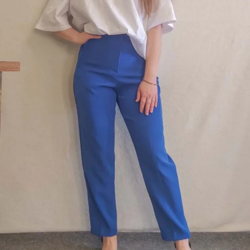 

2022 New Woman Pants Chic Fashion Office Wear Pants for Women Vintage High Waist Zipper Fly Female Ankle Trousers Mujer Gothic