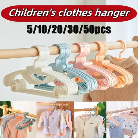 5/10/20/30/50pcs Of Children's Hangers Plastic Portable Towel Scarfs Hangers Kids Clothing Closet Storage Hanger Racks Accessory