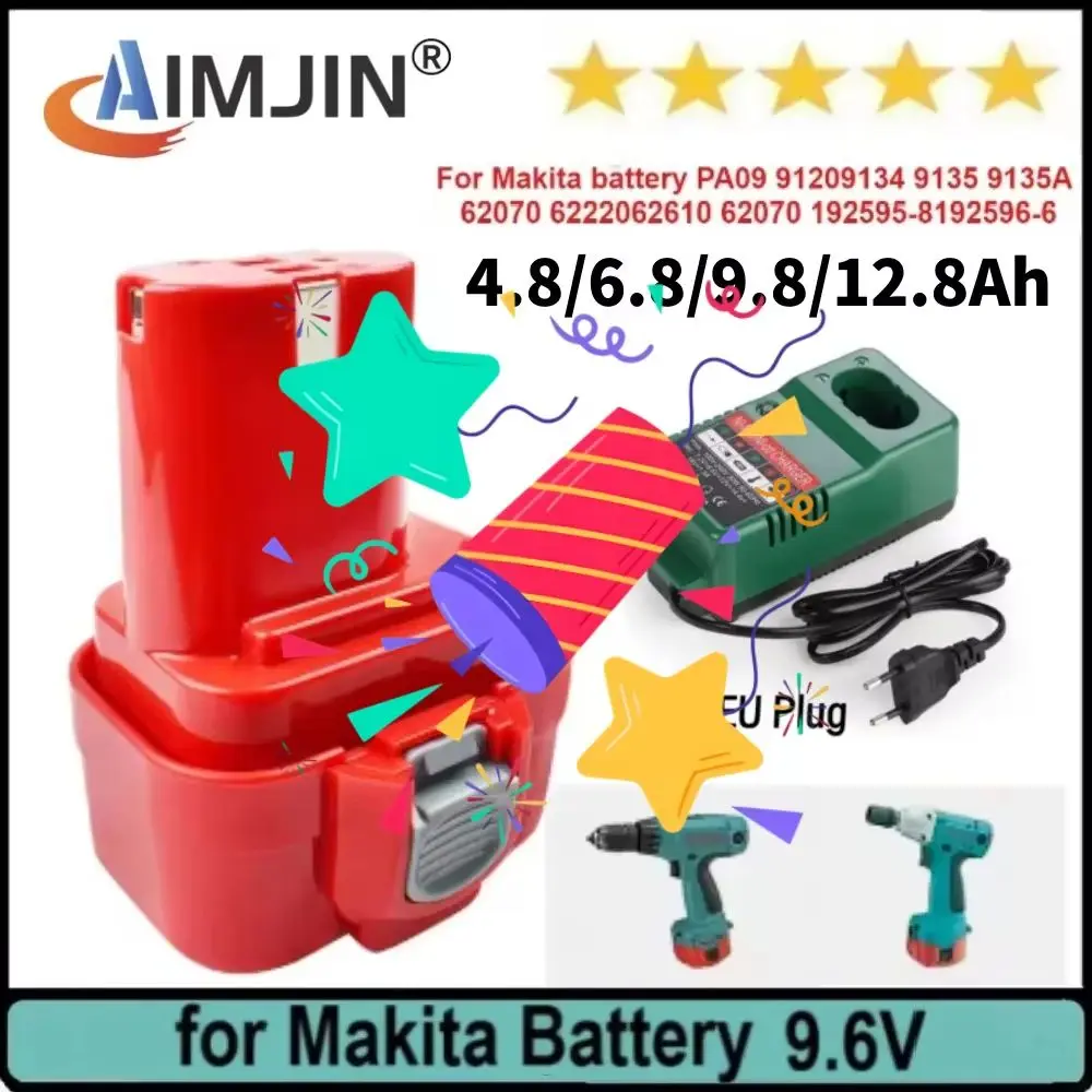 

for Makita 9.6V Battery 4800/6800mAh Replacement Ni-MH Battery for Makita PA09 9120 9122 9134 9135 9135A Power Tool Battery