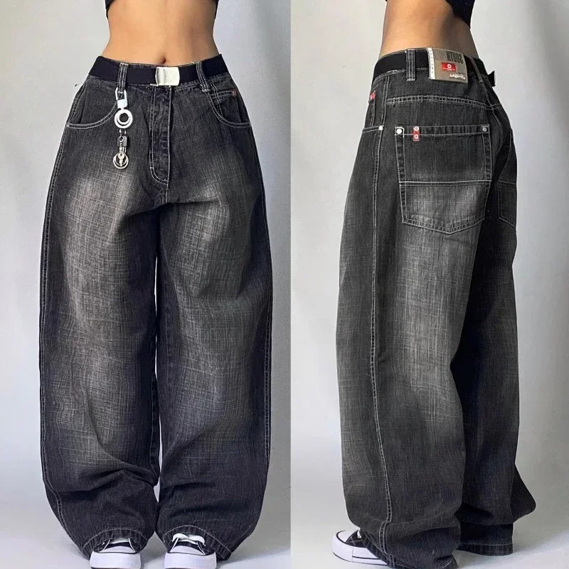 2024 Gewassen Baggy Jeans Y2K Harajuku Mode Nieuwe Effen Kleur Vrouwen Streetwear Punk Populaire Casual Joker Hoge Taille Wijde Pijpen Broek