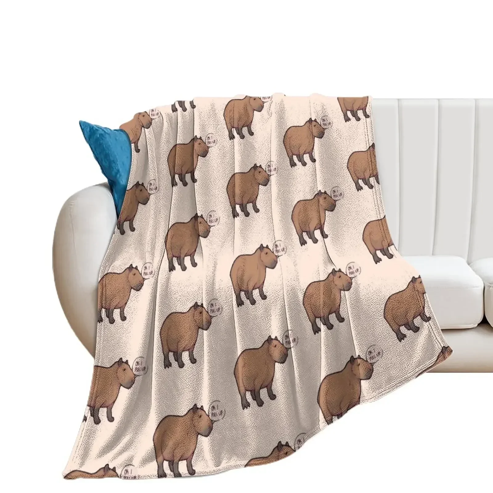 

Capybara | Ok I pull up. Throw Blanket Flannel Fabric Designers Soft Plush Plaid Blankets