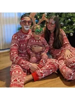 New Christmas Pajamas Set for Family Mother Father Kids Matching Clothing Baby&Dog Romper Pyjamas Xmas Look Loose Soft Outfits 4