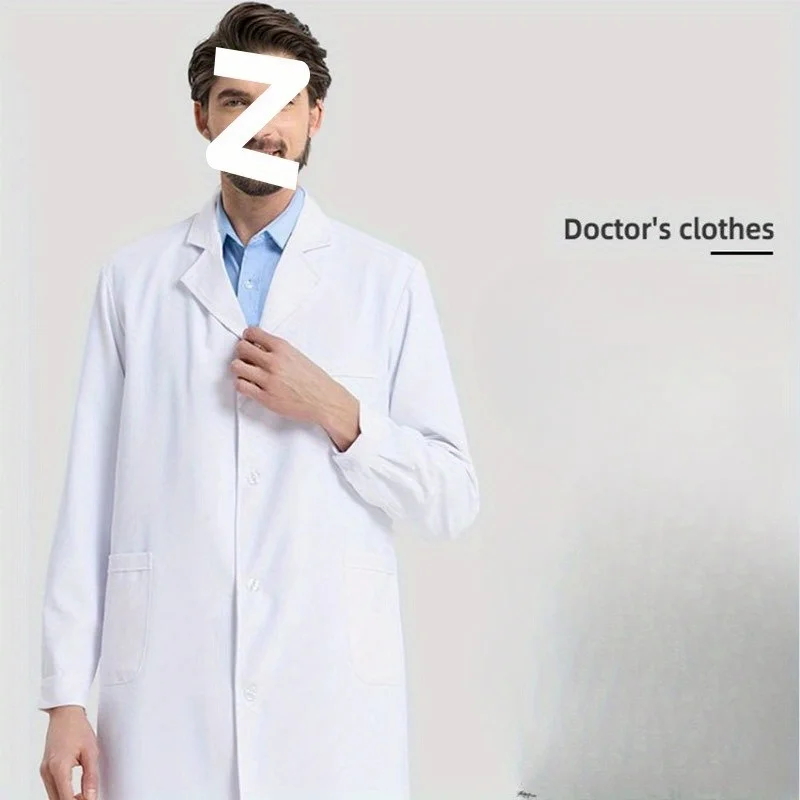 Bata de laboratorio blanca Unisex, uniforme médico Universal de manga larga, vestido de enfermera de manga corta con accesorios para mujer