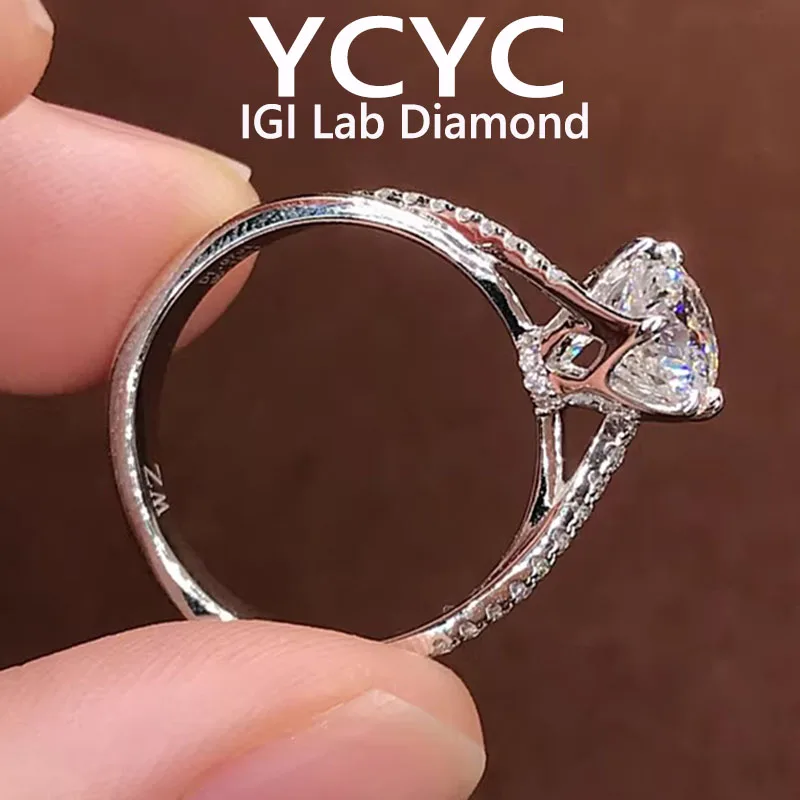 

Кольцо с бриллиантом из белого золота 18 карат, выращенное в лаборатории, круглый бриллиант CVD HPHT DEF VS-VVS, обручальное и обручальное кольцо ﻿