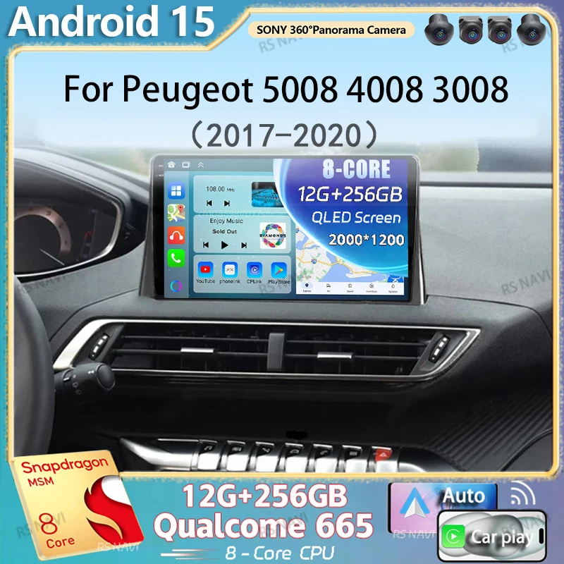 Android 15 Carplay Auto Auto Radio Für Peugeot 5008 4008 3008 2017 2018 2019 2020 Multimedia Video Player Navigation GPS Stereo