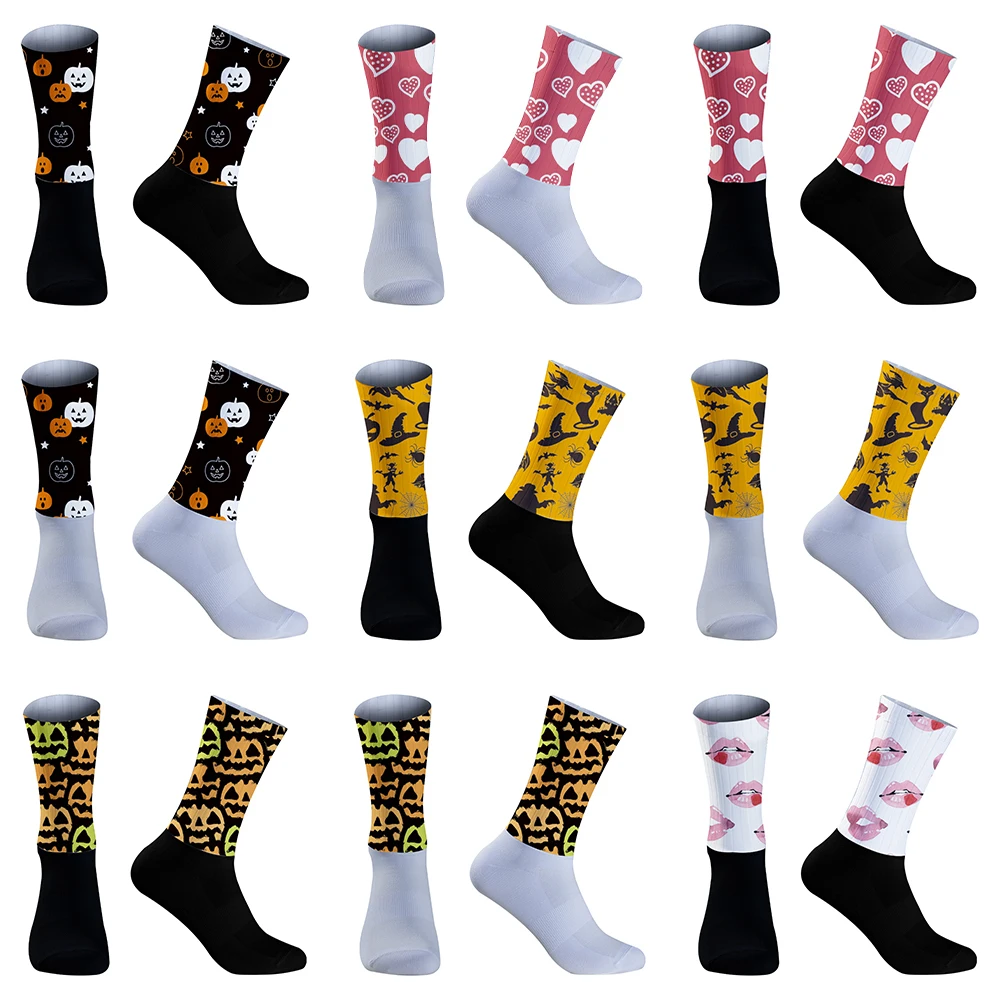 

2024 New Anti Slip Silicone Socks Cycling Sports Socks Breathable Sport Running Socks
