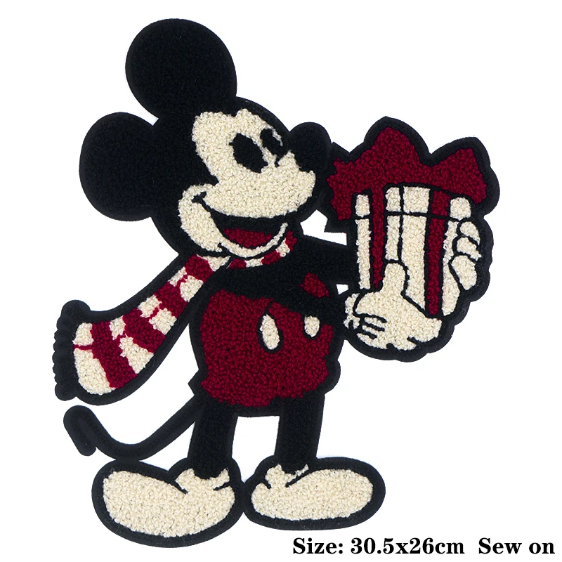 Disney tureMouse-Écharpe en chenille Gft, icône de serviette, patchs appliques de broderie pour vêtements, bricolage, patch à coudre sur les autocollants