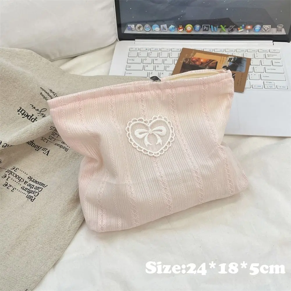 New Candy Color Makeup Bag Bowknot Multifunctional Cosmetic Pouch Large Capacity Stationery Bag Travel