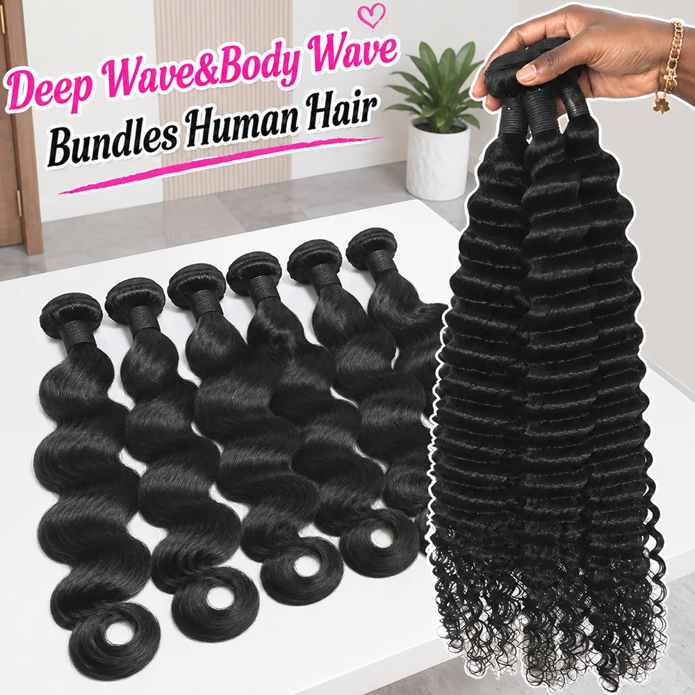 SMILEGIRL 12A Body Wave Bundles Human Hair  Indian Raw Human Hair Bundles Grade Quality Triple Lifespan Silky Soft After Multiple Washes No Tangle Shedding for Black Women