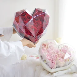 Diamond Flower Gift Box Creative Acrylic Heart-Shaped Transparent Bouquet Souvenir christmas party favors cookie candy Wedding