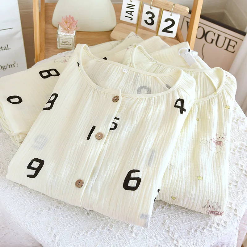 Feeding Nightie Suit For Pregnant Women Breastfeeding Clothing Spring Autumn Pure Cotton Maternity Nightwear Sleepwear