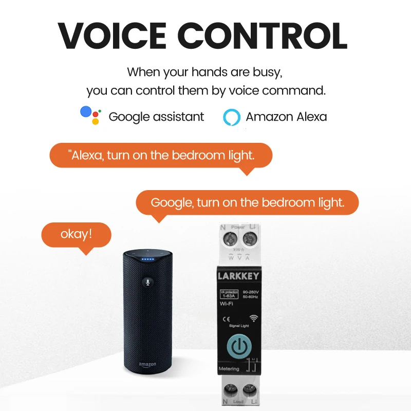 TUYA WIFI 1P 1-63A قطاع دارة ذكي قياس الطاقة عبر الحالي تحت حماية الجهد DIN السكك الحديدية مفتاح ذكي LARKKEY #2