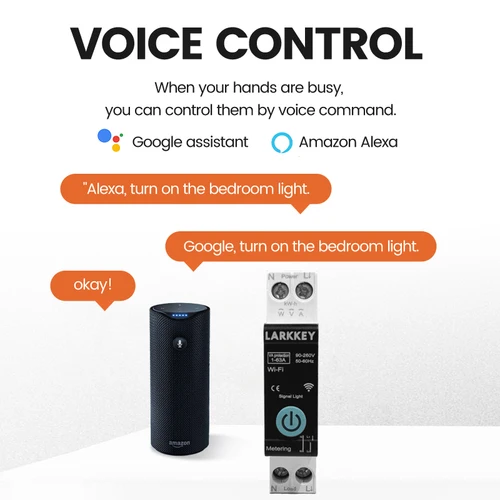 Imagen 2 del producto TUYA WIFI 1P 1-63A disyuntor inteligente medición de potencia sobrecorriente protección de bajo voltaje carril DIN interruptor inteligente LARKKEY