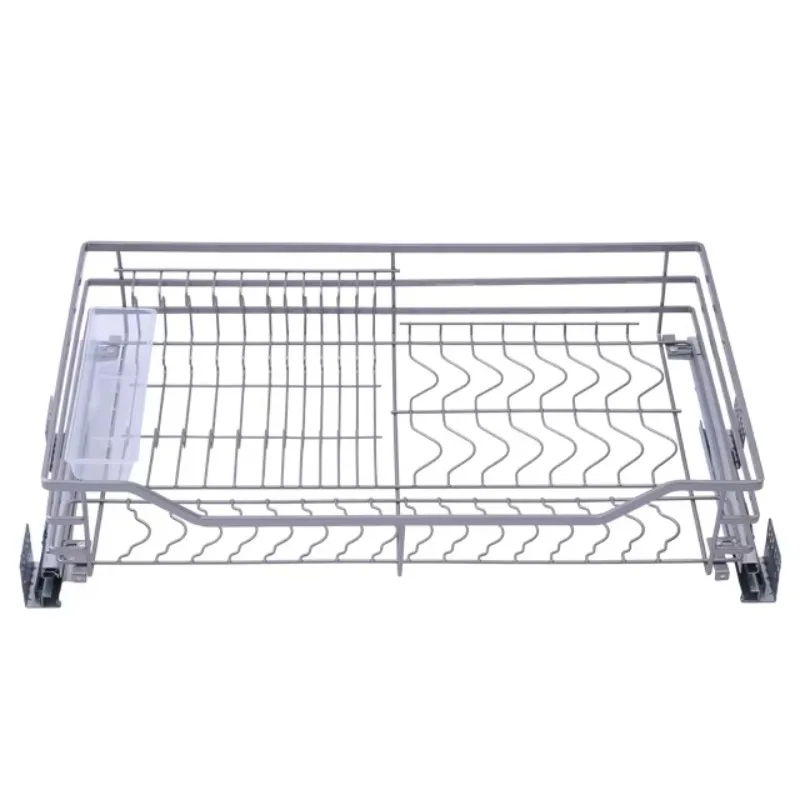 Modern style kitchen stainless steel cabinet four-sided pull basket stainless steel pull-out drawer basket