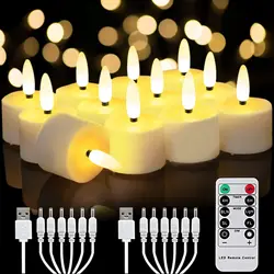 6/12Pack Rechargeable Flameless Candles Flickering LED Tea Light Candles 3D Wick Battery Operated Electronic Candle Lamp
