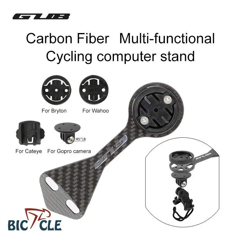 GUB Bicycle Computer Holder Carbon Fiber Road Bike Stopwatch Speedometer Mount Holder for Garmin Gopro Wahoo Bryton Lights Stand