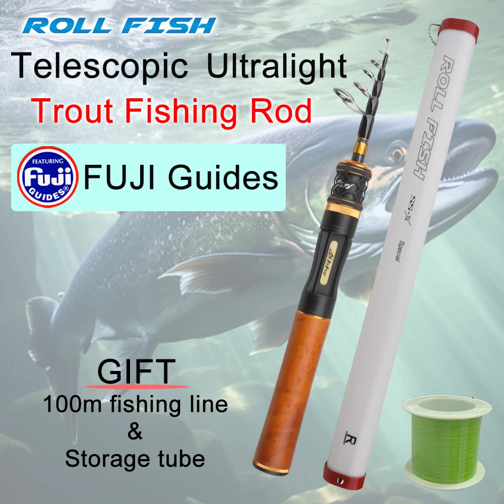

Сверхлегкая спиннинговая удочка ROLLFISH для литья форели, направляющие Fuji, аксессуары для рыбалки быстрого действия, отправка лески 100 м