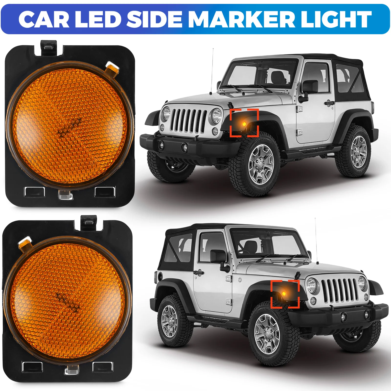 Przedni błotnik boczne światła obrysowe kierunkowskaz lewy prawy dla Jeep Wrangler JK 2007-2018 55078145 AA 55078144 AA