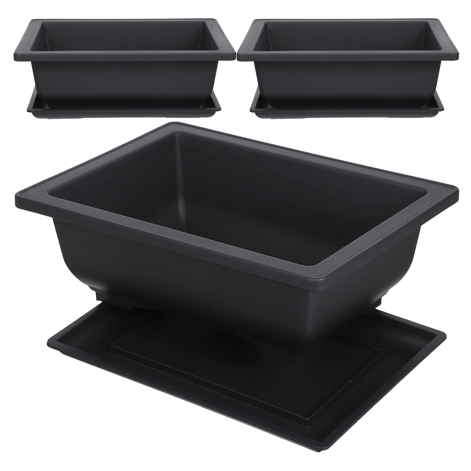 

3 set Rectangular Flower Pots Bonsai Tray Small Plant Square Plastic Training Large Garden Balcony Indoor Space Growing