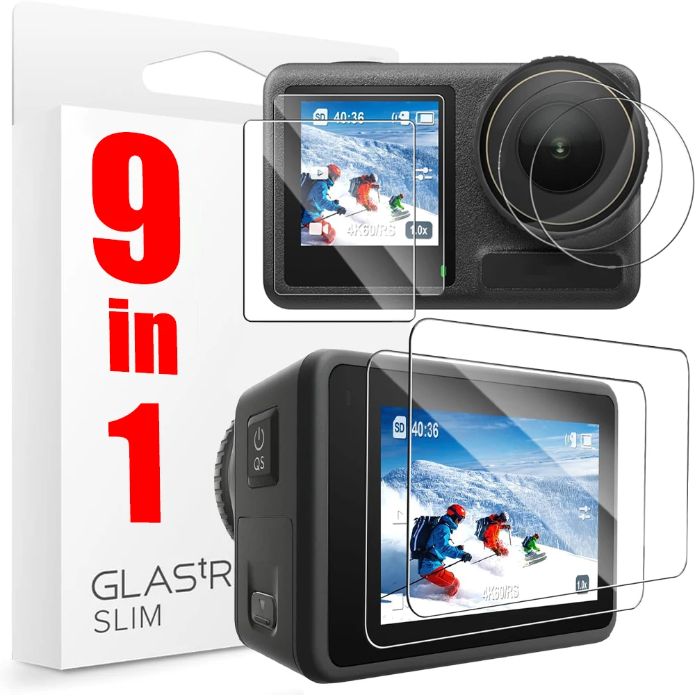 9in 1 Tempered Glass Camera Screen Protectors for DJI Osmo Action 5 Pro Lens Cover Full Coverage Anti-scratch Protective Films