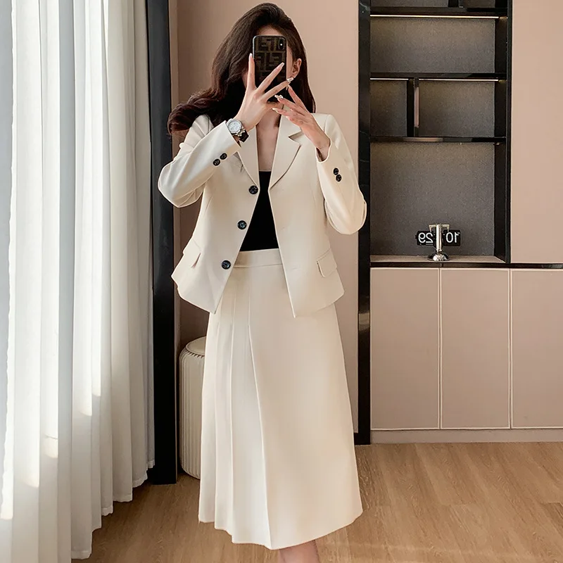 Black Suit Skirt Suit Women's Spring2024New Educational Interview Work Clothes Small Formal Suit