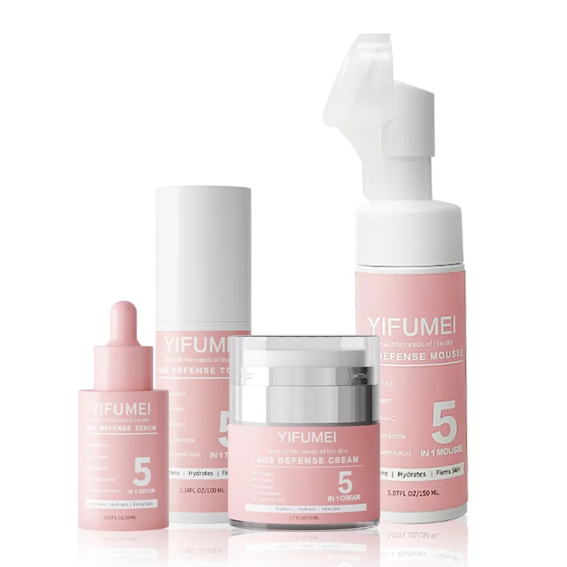 

Age Defense Combo Set 4Pcs Face Wash Serum Face Cream Handmade Soap Facial Care Toner Soothing Brightening For All Skin Type