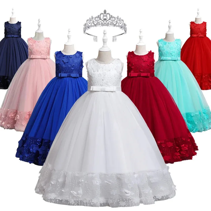 

2024 Formal Occasion Young Girl Floral Wedding Evening Long Dresses Children's Graduation Ceremony Bridesmaid Host Pageant Dress