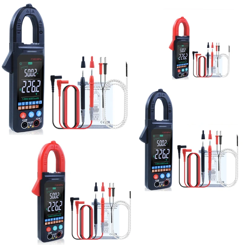 

Large Color Screen Voltage Tester Multifunctional Automatic Intelligent Anti-Burn Ammeter Clamp Meter Fs8330pro Red