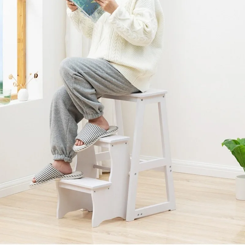 Solid Wood Step Stools Step Ladders Wooden Two Layers Three Layers Kitchen Furniture Multifunctional Folding Stairs Home Decor