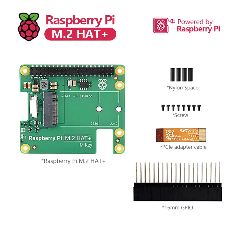 Raspberry Pi 5 официальный оригинальный PCIe на M.2 NVMe SSD Raspberry Pi M.2 HAT + для Raspberry Pi 5