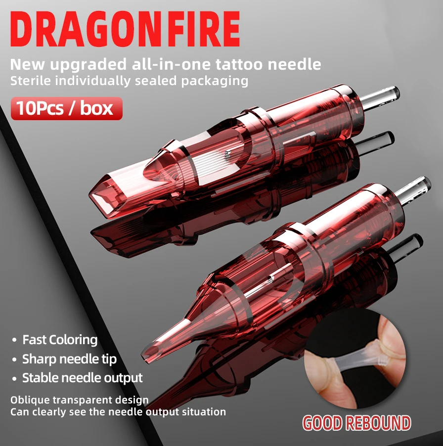 

Картридж для тату-игл DRAGONFIRE RS RL RM M1, картридж с мембраной для перманентного макияжа, одноразовая тату-игла, 10 шт.
