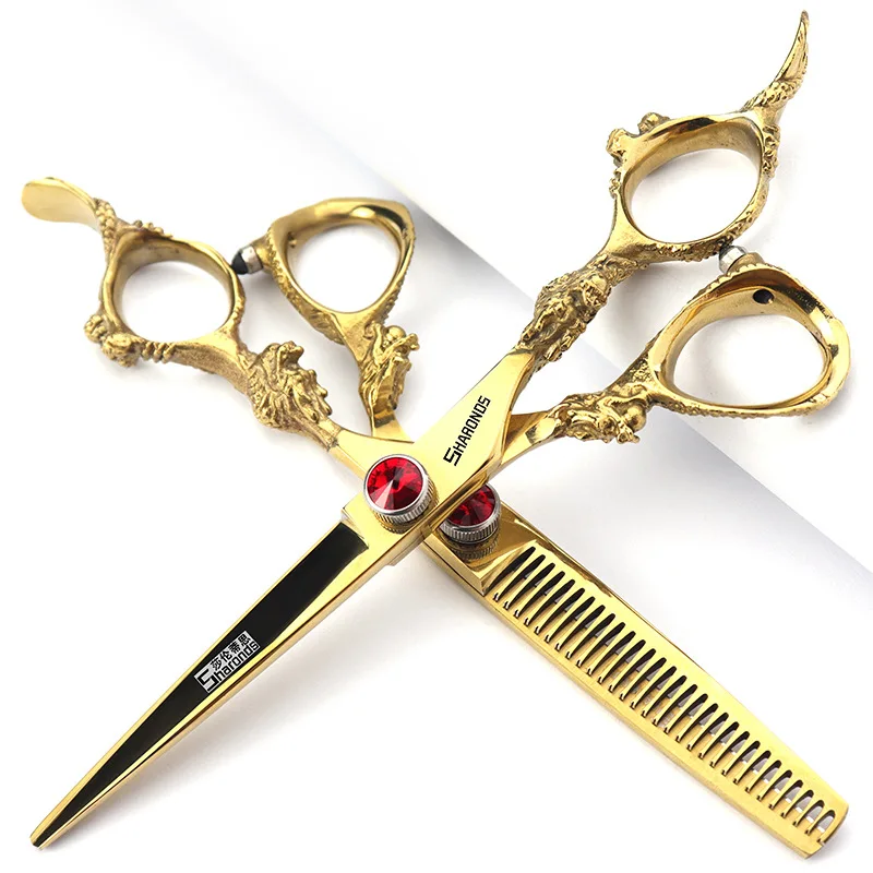 Recommend Personalized 6-inch Flat Scissors, V-shaped Teeth Scissors, Hualong Scissors for Barbers