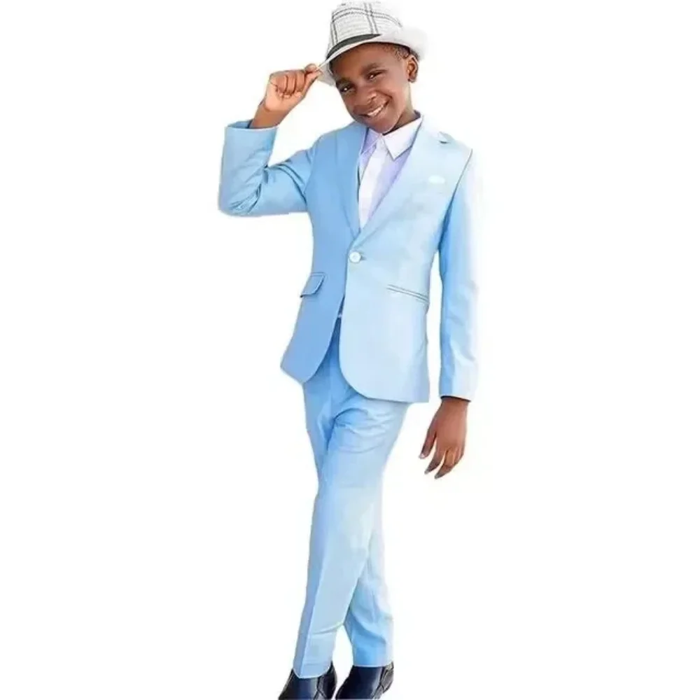 

Kids' Blue Single-Breasted Suit (Jacket + Pant) Stylish Slim Fit Perfect for Weddings & Cocktail Parties
