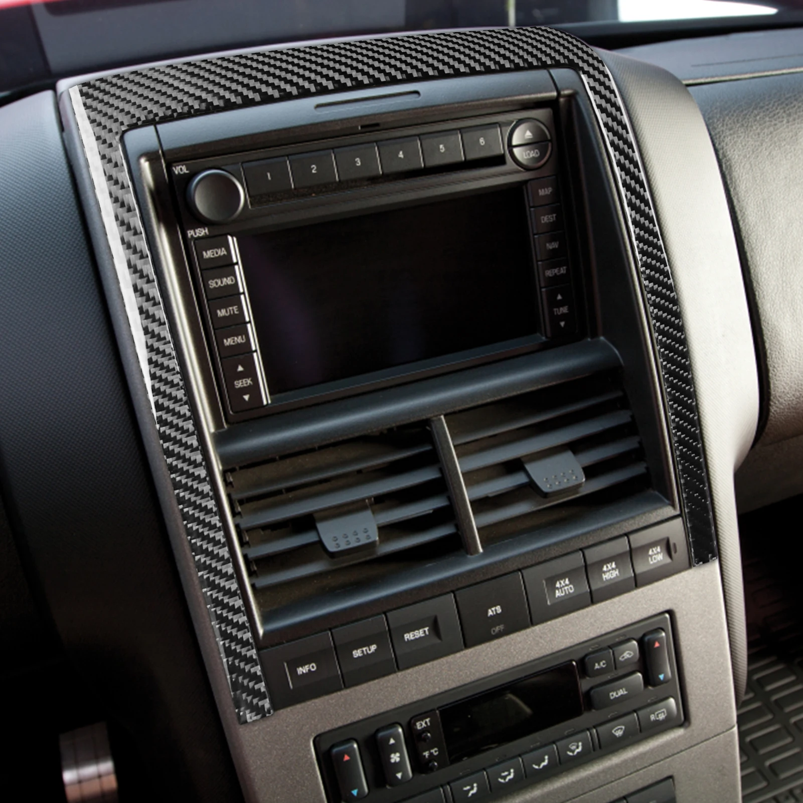 For Ford Explorer 2008-2010 Carbon Fiber Dashboard Center Console Radio Frame Decorative Interior Car Accessories Cover Sticker view 3