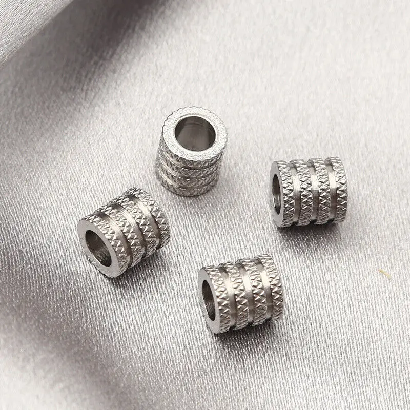 10pcs Stainless Steel Gold Plated Cylindrical Loose Beads Grooved Tube Spacer Bead Connectors for DIY Jewelry Making Findings