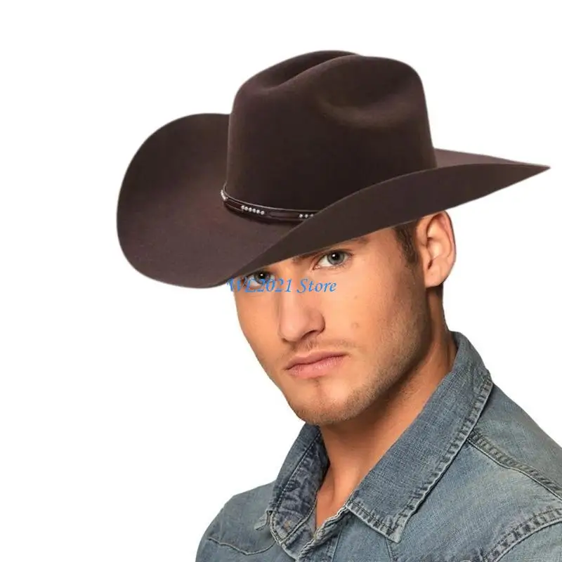 G5GC قبعة صوف كلاسيكية قبعات رعاة البقر القهوة للسفر للتجمعات في الهواء الطلق عطلة #3