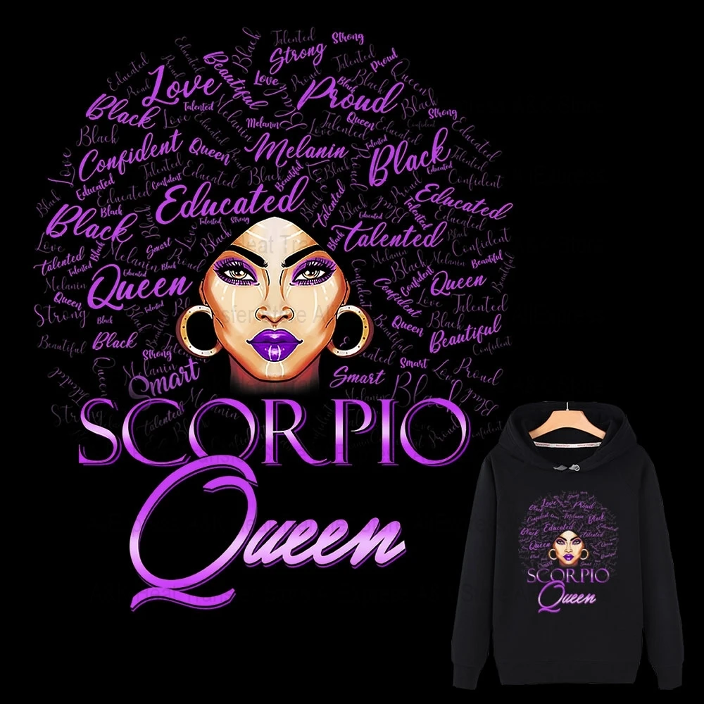 

Noble Purple Queen Heat Transfers For Clothing Patches Black Queen Birthday Sticker Diy Iron Transfer Decas Stripes Heat Press