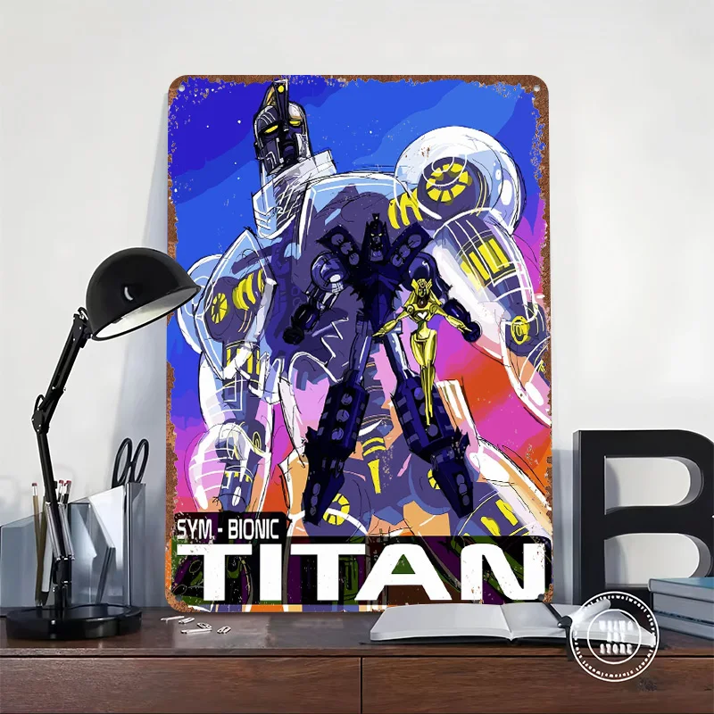Sym-Bionic Titan Metal Poster Custom Wall Art Retro Vintage Tinplate Signs for Man Cave Decoration Home Decor Accessories House