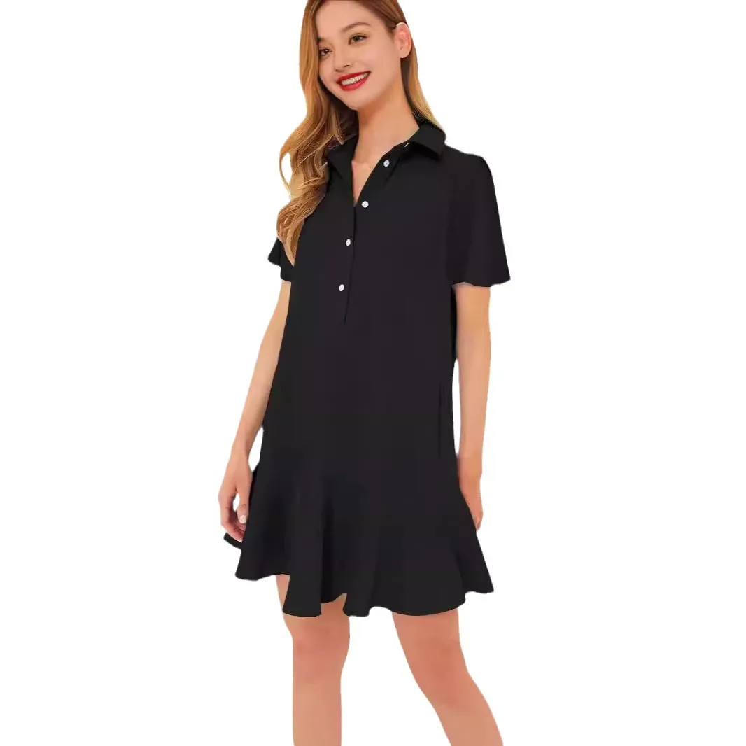 المرأة قميص فضفاض فساتين قصيرة الصيف عادية كم قصير القطن الكتان فساتين فضفاضة مستقيم الكشكشة تي شيرت فستان للنساء