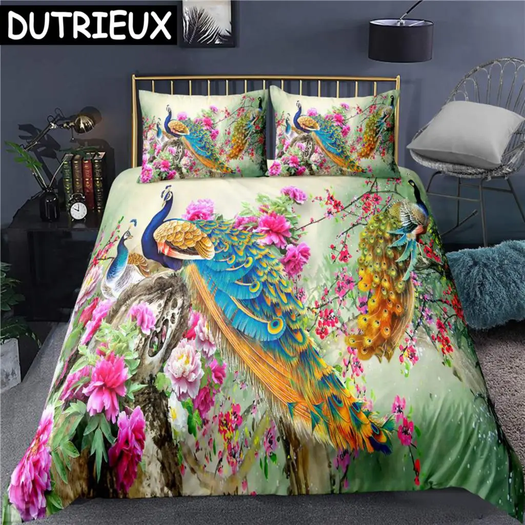 

Peacock 3D Printed Bedding Set Duvet Covers Pillowcases Comforter Bedding Set Bedclothes Duvet Cover 04