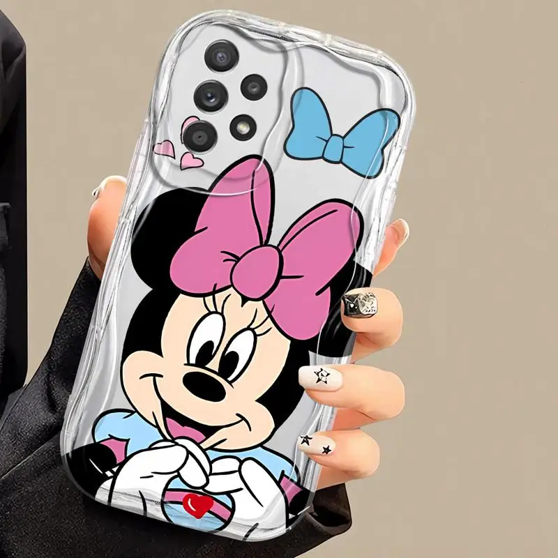 Disney Cute Mickey Minnie Phone Case For Samsung Galaxy A21s A50 A51 A71 A30 A31 A11 A10 A20 A02s A03 A04 05 A04s A05s Wavy Soft