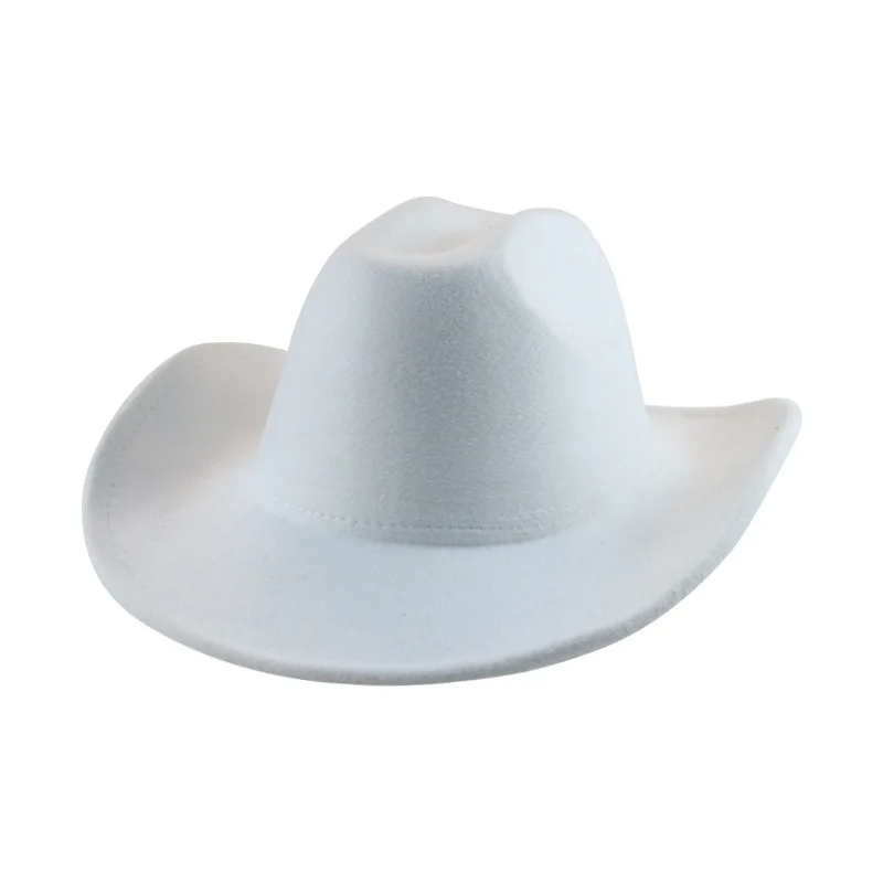 

Top Hat European And American Punk Big Brim Light Board Western Cowboy Hat Rolled Brim Double Top Fur Felt Hat New Solid Color