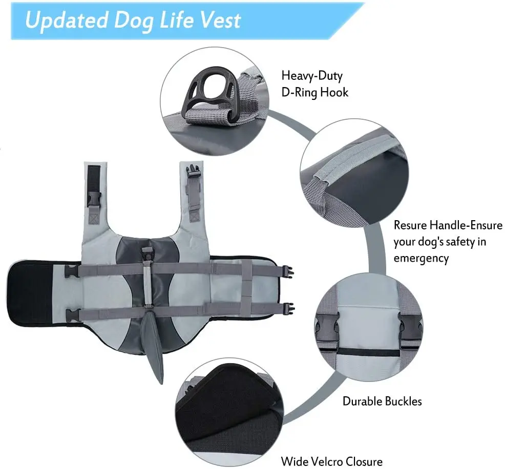 Pet Safety Life Jacket Anti-crack Dog Life Jacket Shark Vest with Rescue Handle Safety Swimsuit