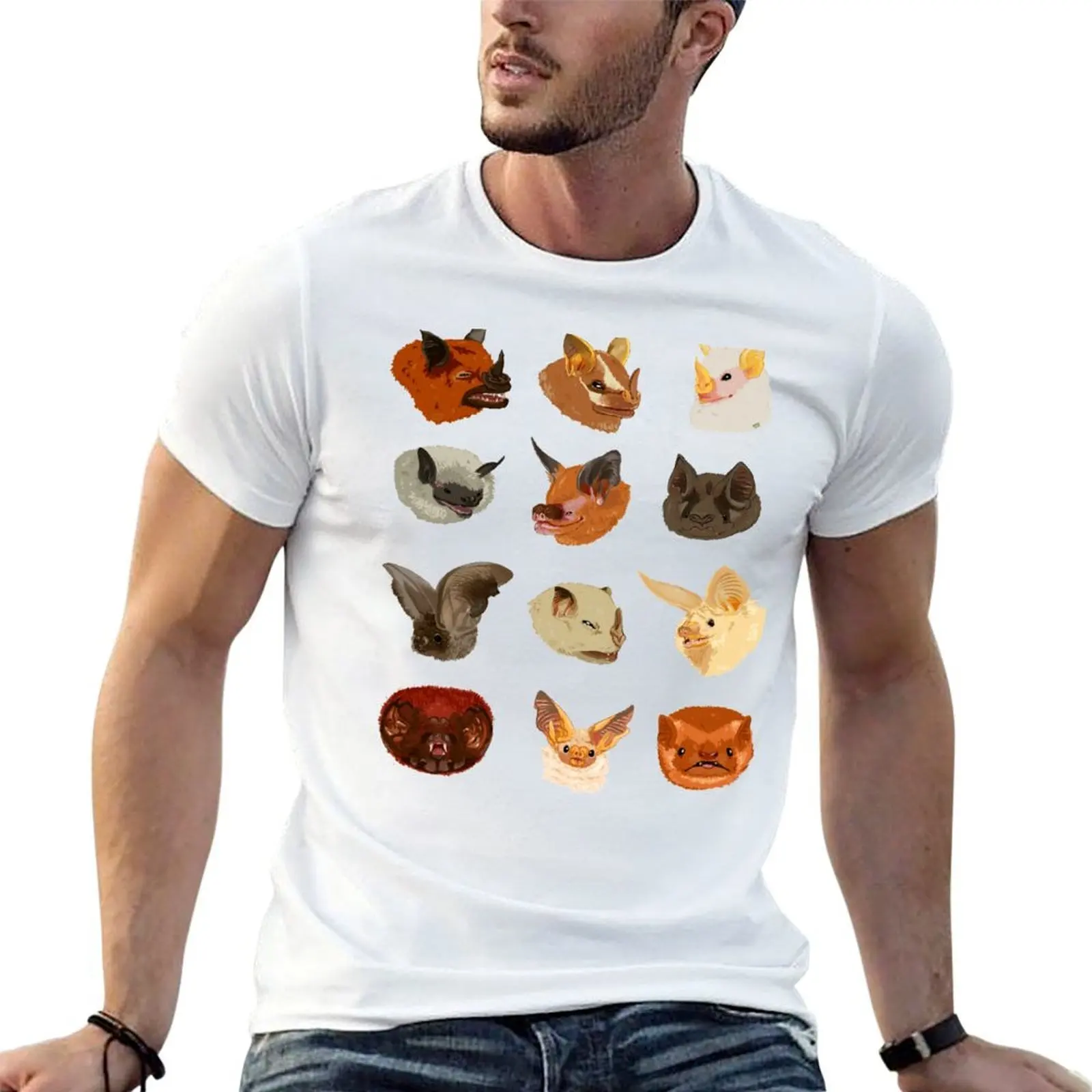 

Bat face sheet 1 T-Shirt printed t shirts for man funny t shirts cotton T-Shirt