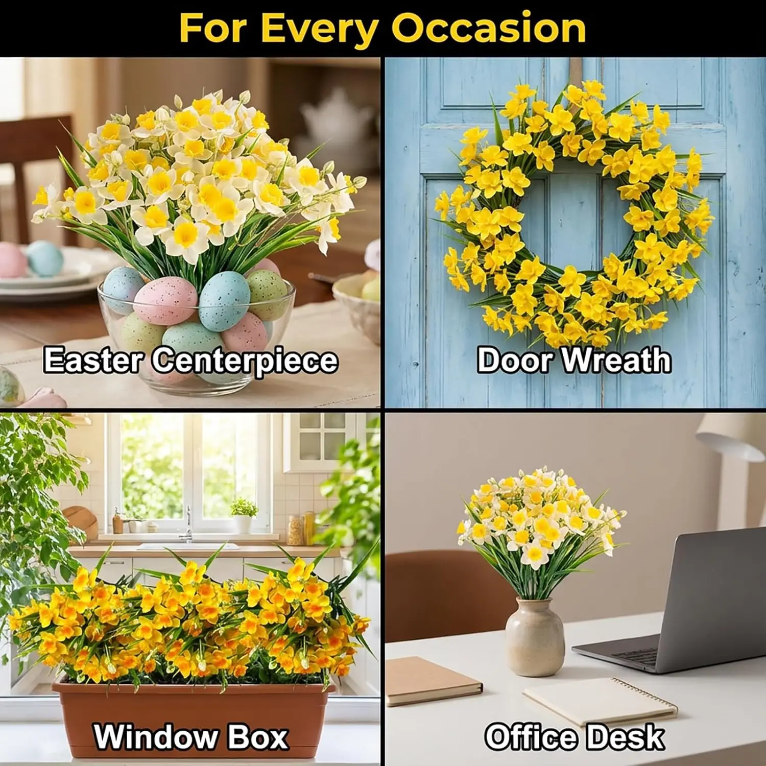 6 Stück Künstliche Blumen, Narzissen, Vase, Heimdekoration, Tischdekoration, Halloween, Herbstdekoration, Hochzeit, Garten, Rosenbogen, Girlande, Blumensträuße – Detail 5