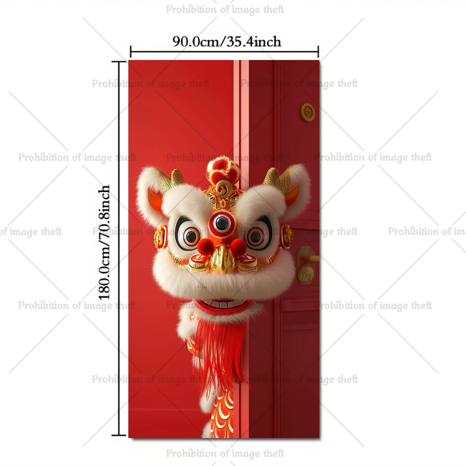 Happy Chinese New Year Theme Photography Background Dragon Lion Dance Lantern Red Door Cover Party Decoration Banner Prop Gifts