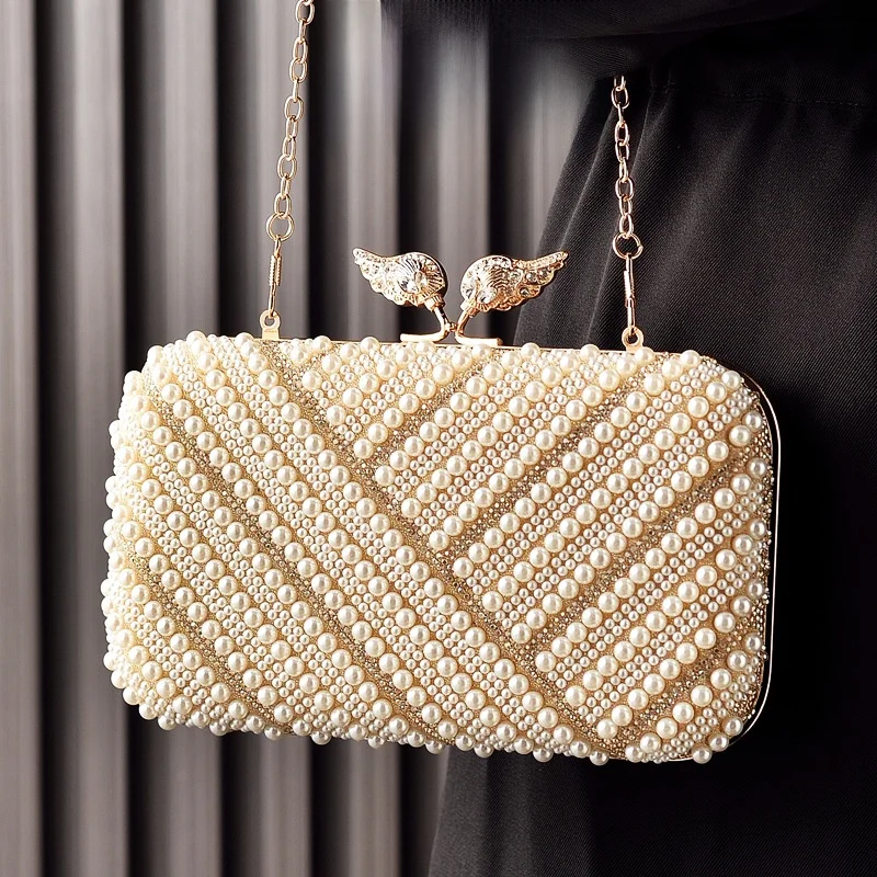 

Faionable Pearl Evening Bag Crossbody Par Dr Bag Banquet Women's Handheld Quilted Evening Clutch for Ladies