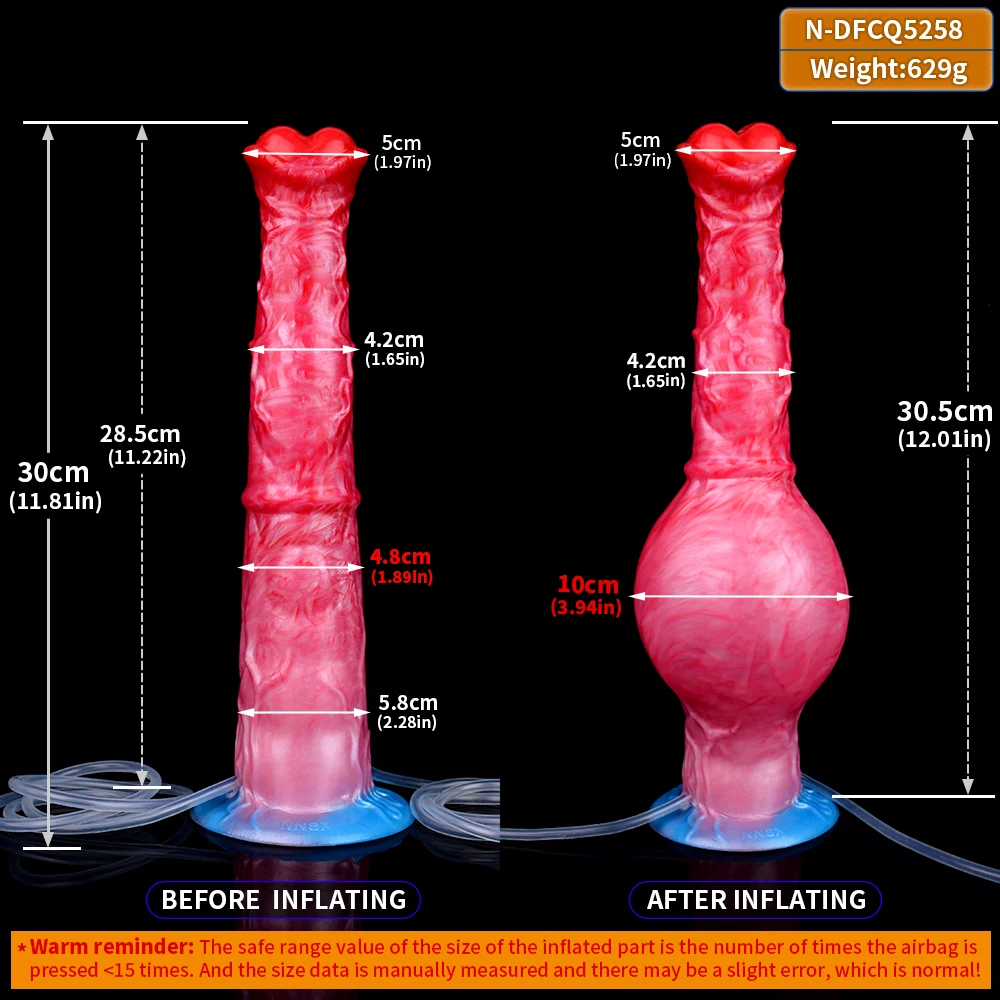 SXXY Long Inflatable Squirting Penis G-spot Massage Fantasy Horse Dildo With Suction Cup Anal Plug Sex Toys For Unisex